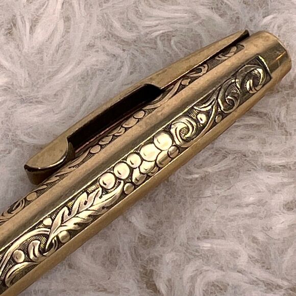 Vintage 70s Sheaffer 12k Imperial Mechanical Pencil Embossed Leaf Motif Gift - Picture 8 of 10